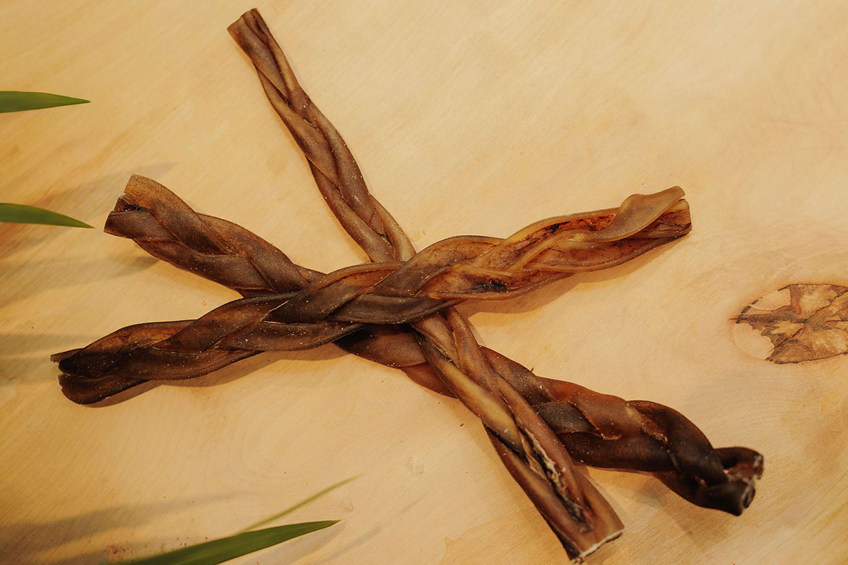 camel skin dog chew, hypoallergenic dog treats, long lasting chews, Camel skin braided dog chew