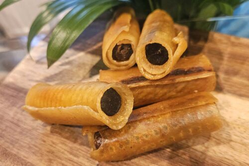 pigs in blankets dog treats, rawhide alternative dog chew, chicken sausage dog treat, Pigs in blankets natural dog chew