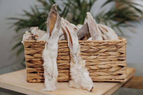 hairy rabbit ears dog treats, natural worming aid dogs, dental dog chews, hairy rabbits ears