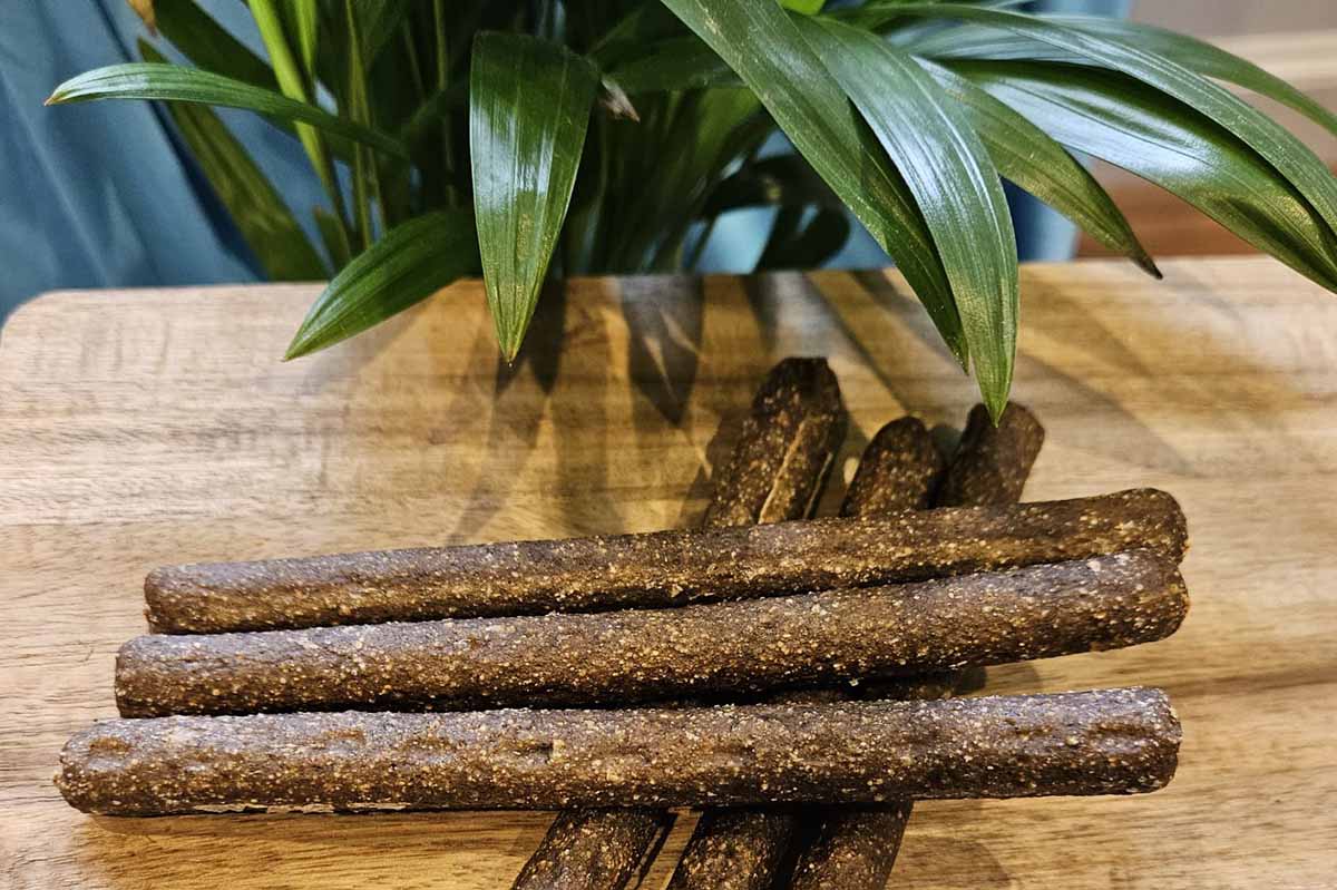 Duck Protein Sticks, Salmon Protein Stick, single protein dog sticks, grain free dog treats, hypoallergenic dog treats, dog training treats UK, sensitive stomach dog treats, puppy training treats, salmon dog treats, duck dog treats, venison dog treats